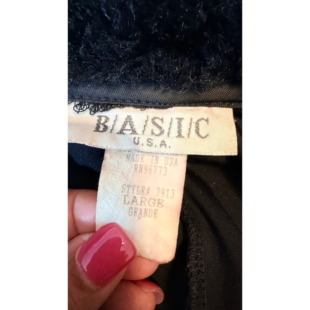 BASIC USA Whimsigoth Goth Black Velvet Faux Fur Trim Button Front Coat Large - Picture 5 of 10